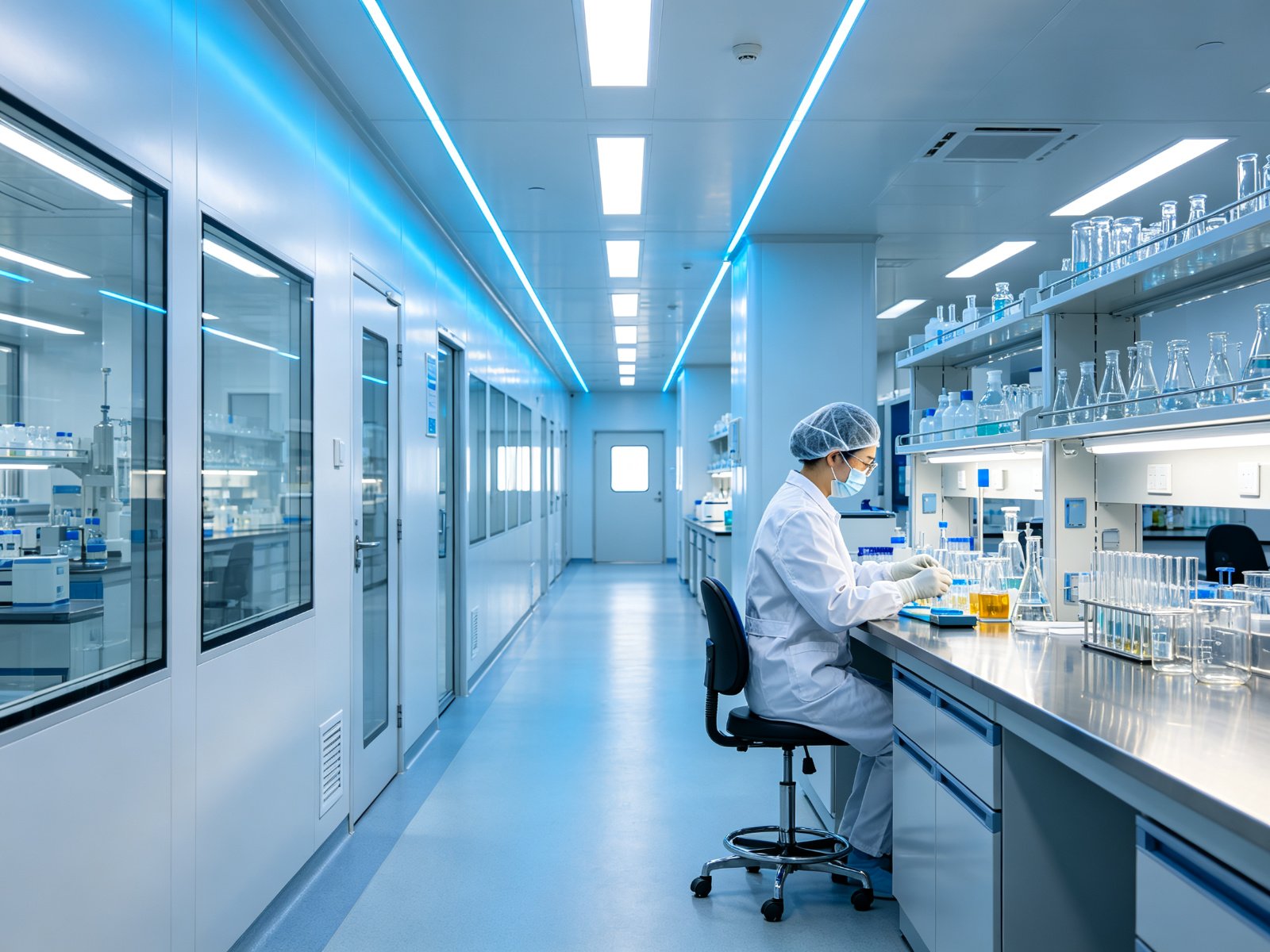 Interior of a modern clean-room research facility